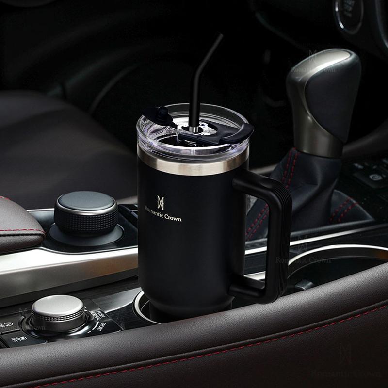 Copo Térmico Inox Portátil 1200ml/1.2L Garrafa Térmica Inoxidável com Tampa e Canudo